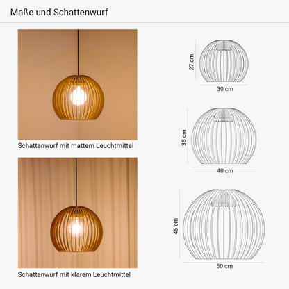 Birch Wood Pendant Light | Handcrafted Kitchen Hanging Lamp | Warm White 4