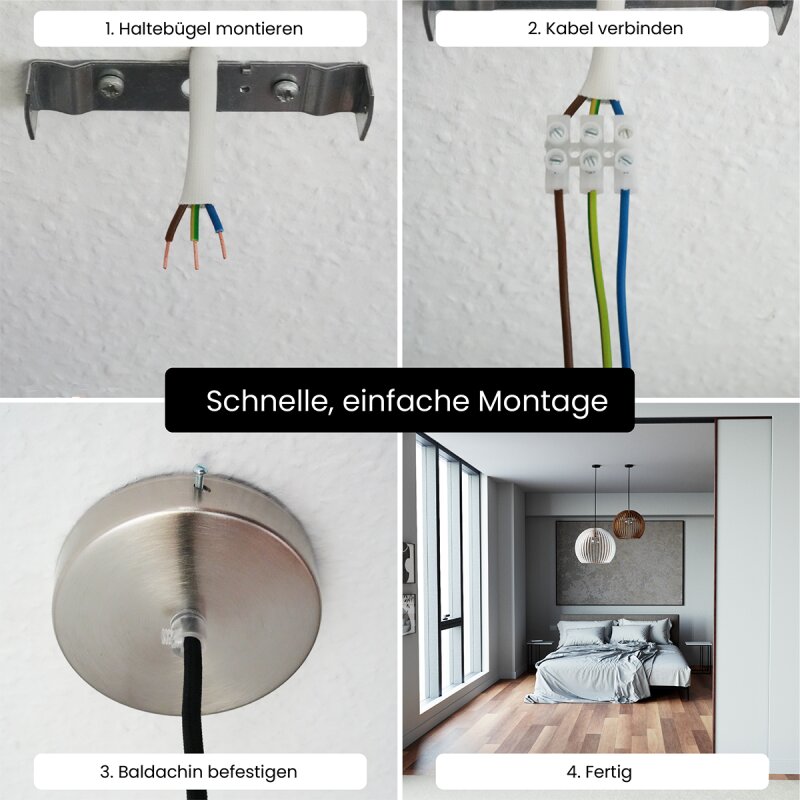 Birch Wood Pendant Light | Handcrafted Kitchen Hanging Lamp | Warm White 7