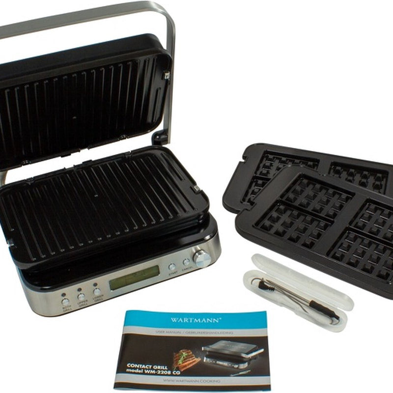 Ceramic Contact Grill with Core Thermometer & Waffle Plates | Adjustable Temperature for Perfect Cooking atmosphere