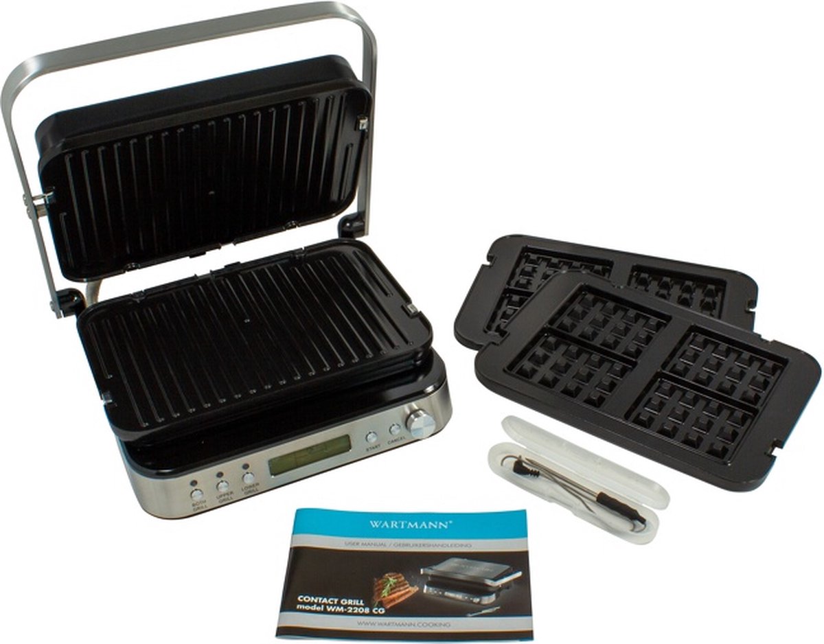 Ceramic Contact Grill with Core Thermometer & Waffle Plates | Adjustable Temperature for Perfect Cooking 3