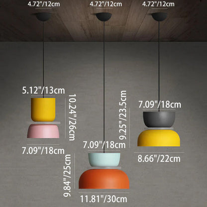 Colorful Macaron Pendant Light | Metal Ceiling Fixture | Adjustable Height 5
