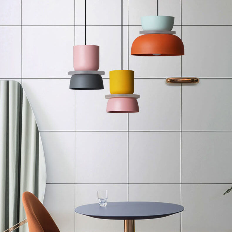Colorful Macaron Pendant Light | Metal Ceiling Fixture | Adjustable Height 7