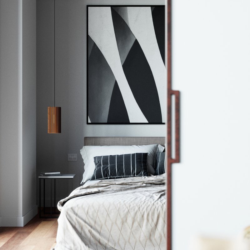 Zylindrische Hängeleuchte aus Birke | Handgefertigte Küchenhängelampe | Natürliches Finish 2