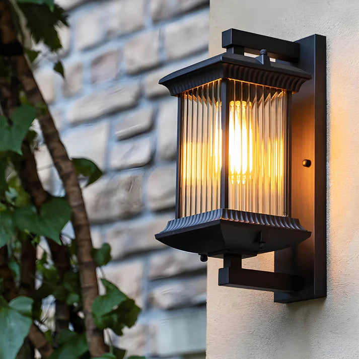 Elegant Outdoor Wall Light | Durable Aluminum & Glass | LED Lantern | Coffee Brown atmosphere