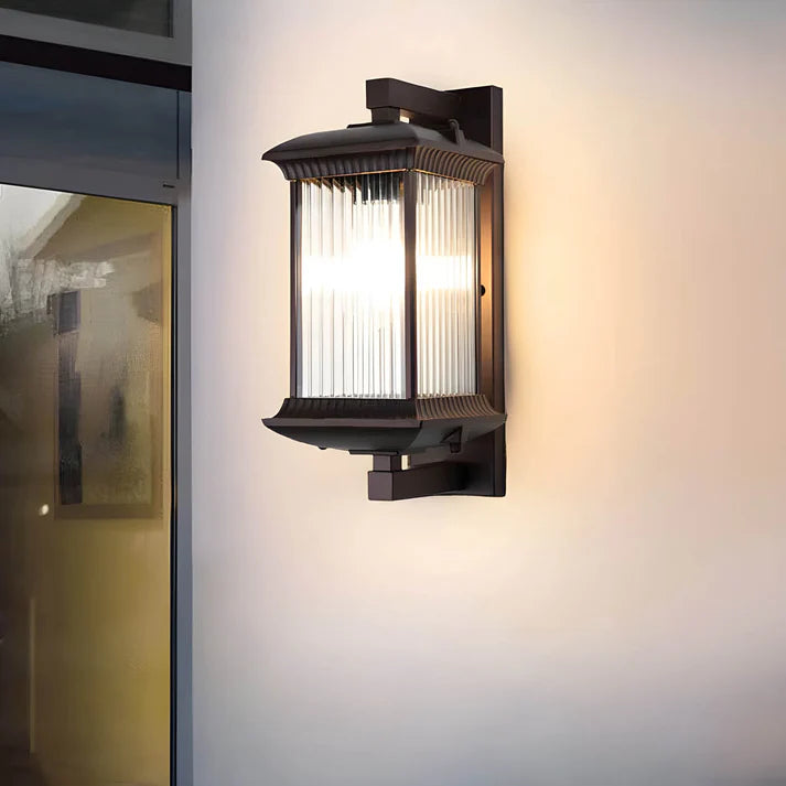 Elegant Outdoor Wall Light | Durable Aluminum & Glass | LED Lantern | Coffee Brown atmosphere