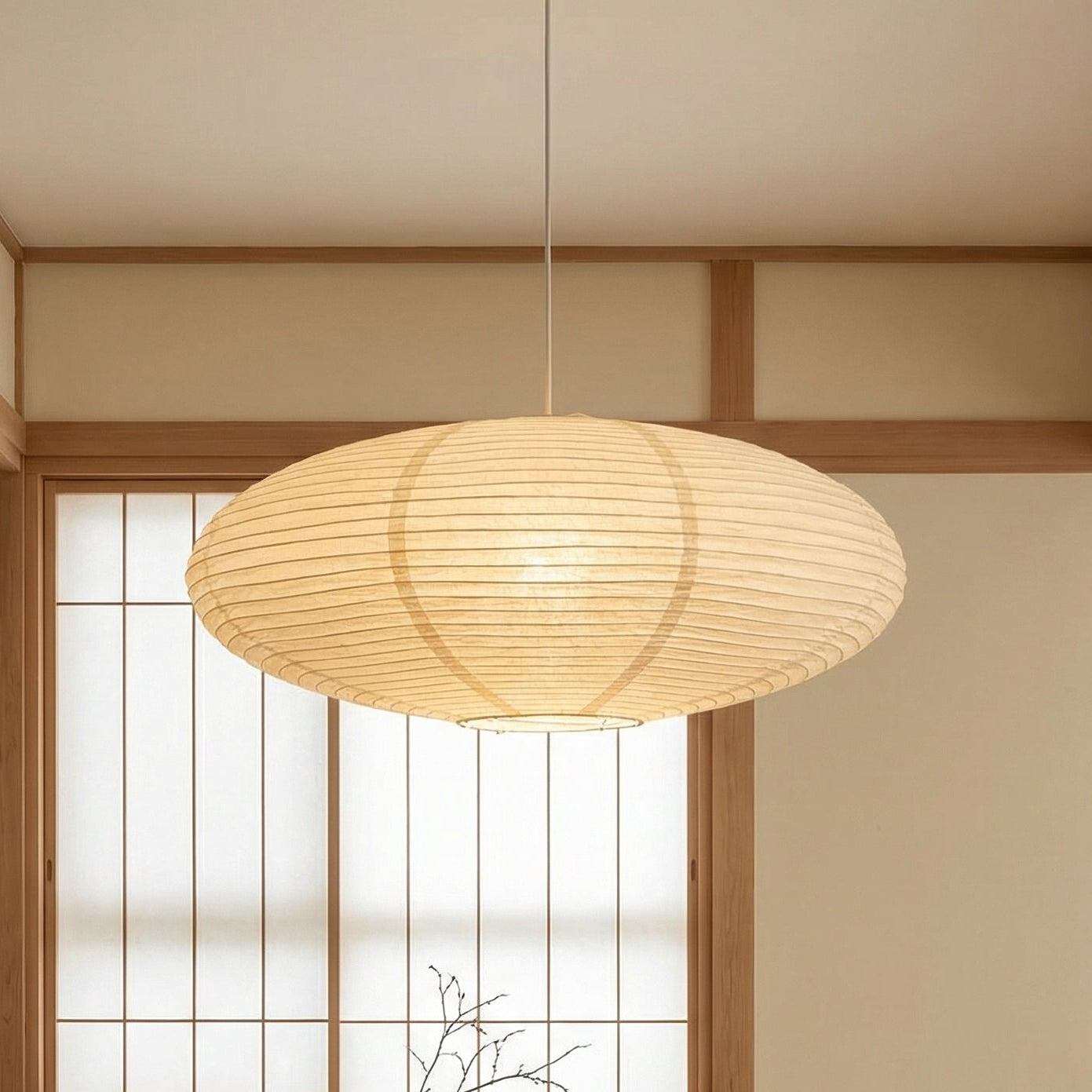 Hanging Paper Pendant Light | Adjustable Minimalist Design | Soft LED Warm Glow 1