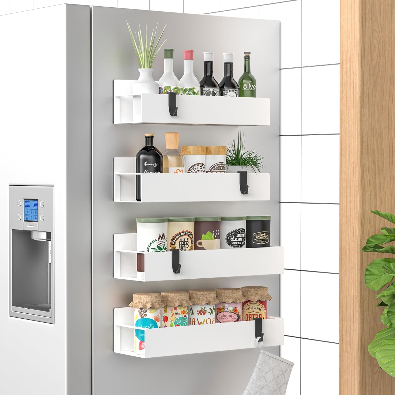 Magnetic Spice Rack Set of 4 | Space-Saving Organizers with Strong Grip for Easy Access 2