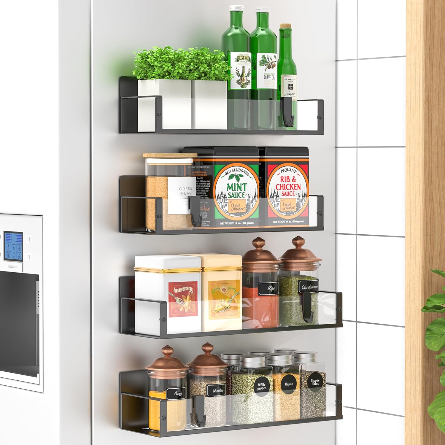Magnetic Spice Rack Set of 4 | Space-Saving Organizers with Strong Grip for Easy Access 7