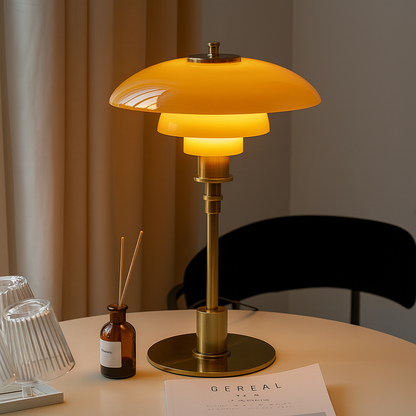 Scandinavian Minimalist Table Lamp | Iron & Glass Dimmable Bedroom Light 28cm 0