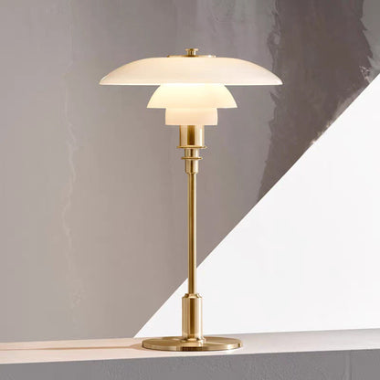Scandinavian Minimalist Table Lamp | Iron & Glass Dimmable Bedroom Light 28cm 8