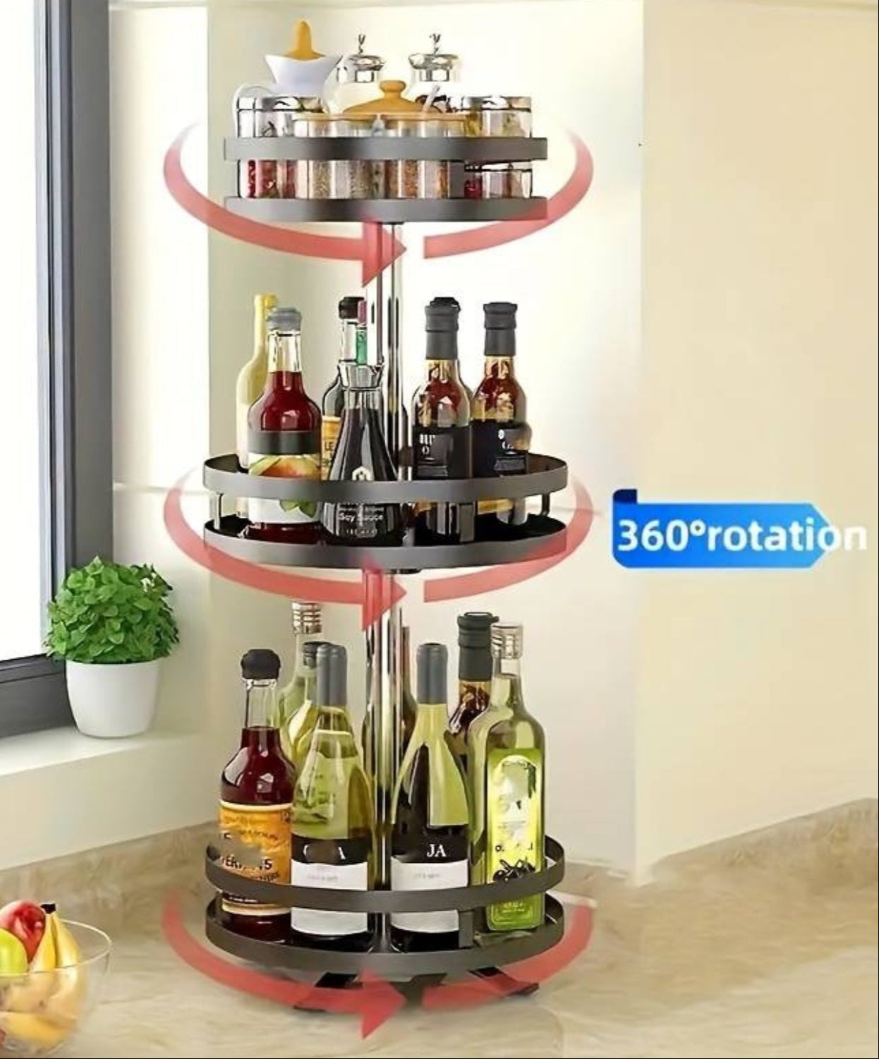 TwistRack | 360° Rotating Storage Rack with Adjustable Height | Stylish Organizer for Kitchen and Bathroom 4