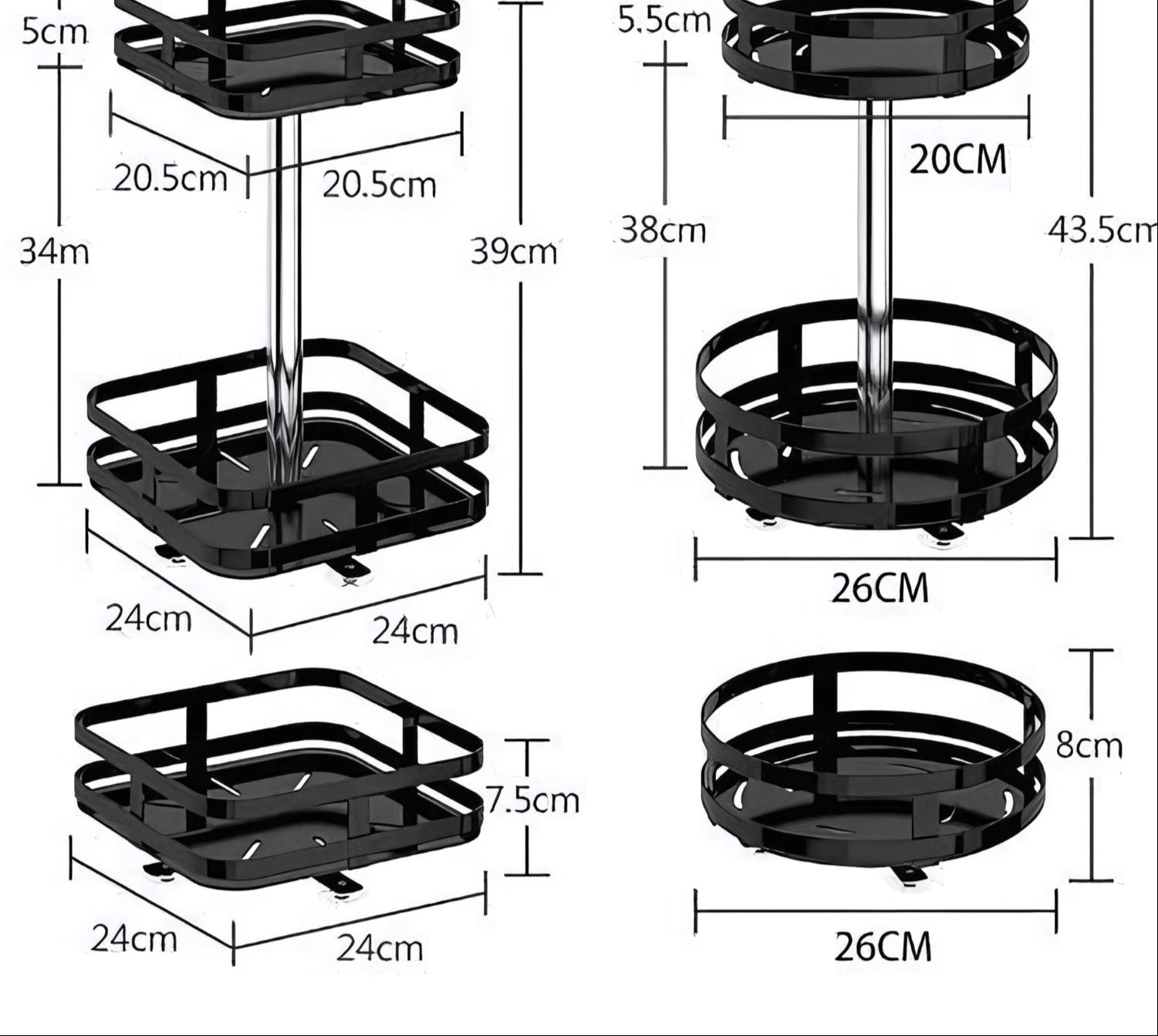 TwistRack | 360° Rotating Storage Rack with Adjustable Height | Stylish Organizer for Kitchen and Bathroom 6
