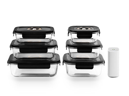 Vakuumglasbehälter | Luftdichtes Lebensmittelaufbewahrungsset für bis zu 5x längere Frische